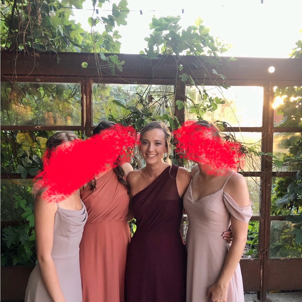 One-Shoulder Burgundy Bridesmaid Dress